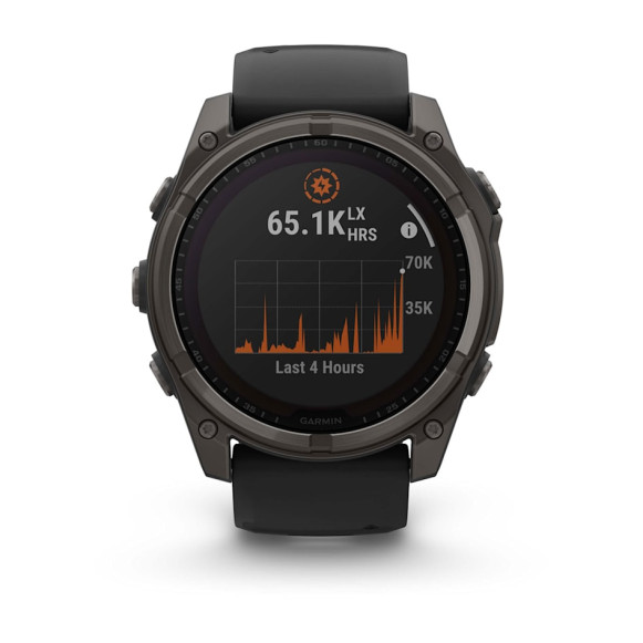 Умные часы Garmin Fenix 8 51mm Sapphire Solar Carbon Grey DLC Titanium с черным ремешком