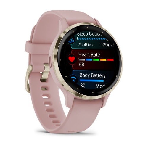 Умные часы Garmin Venu 3S 41mm Advanced GPS Smartwatch Pink Dawn Gold с розовым ремешком